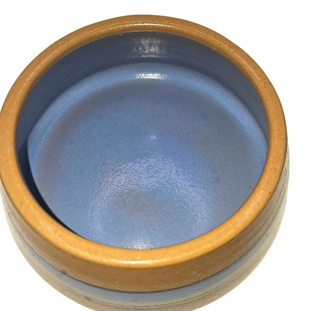 Bretby Stoneware England Blue Banded Tan Ceramic Bowl Studio Pottery 3 Inch‎
